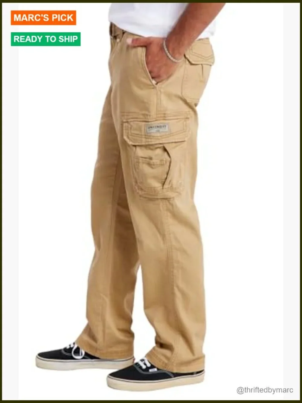 Relaxed Fit Cargo Pants with Belt Cotton Twill Casual Straight Leg